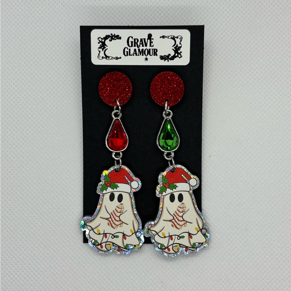 Spooky Cute Christmas Ghost Earrings.